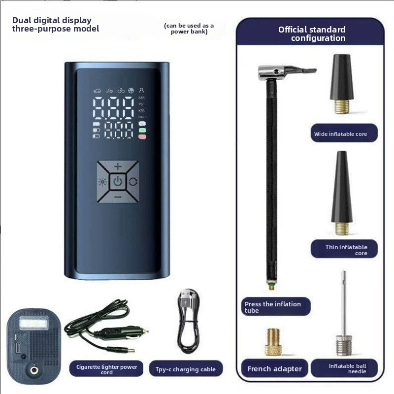 Portable Digital Car Tire Inflator with Power Bank Function