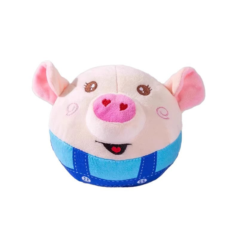 Pet interactive toy - plush pig electric bouncing ball