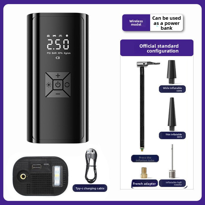 Portable Digital Car Tire Inflator with Power Bank Function