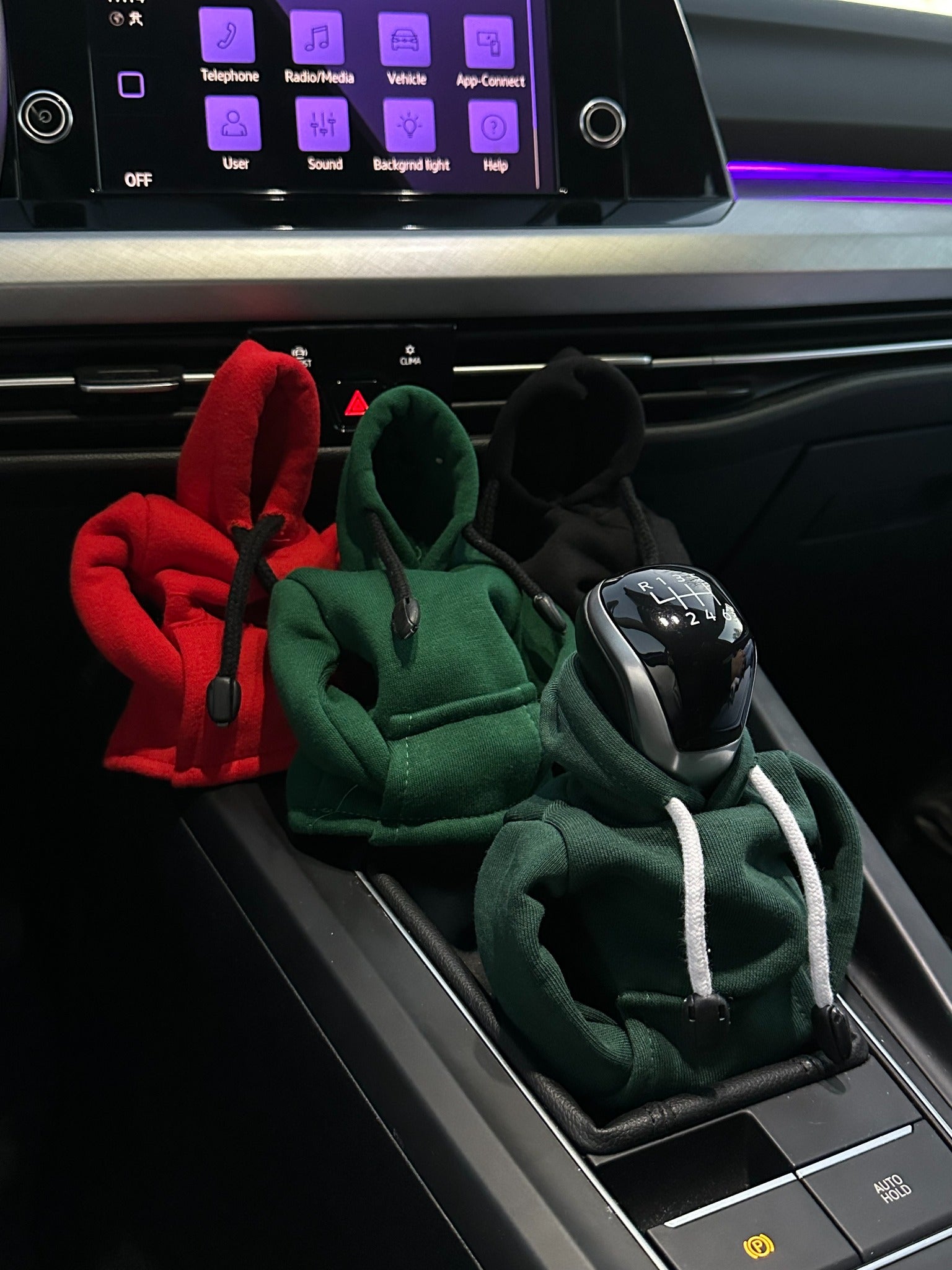 Green red and black mini hoodie gear shift covers